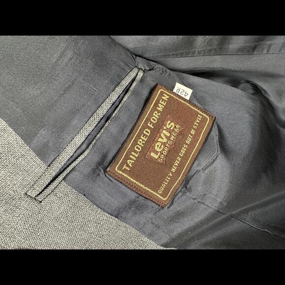 Vintage 70s Levi's Sportswear Mens Grey Sportcoat Cleaned SIZE 42R - Picture 5 of 6
